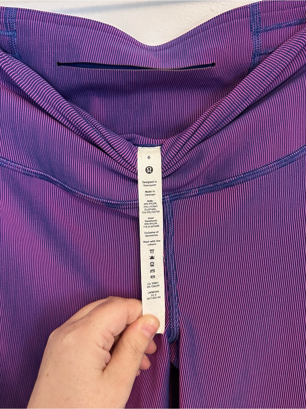 Lululemon Base Pace High-Rise Tight 25" Two-Tone Ribbed Psychic / Sonic Pink 6 - Picture 9 of 9